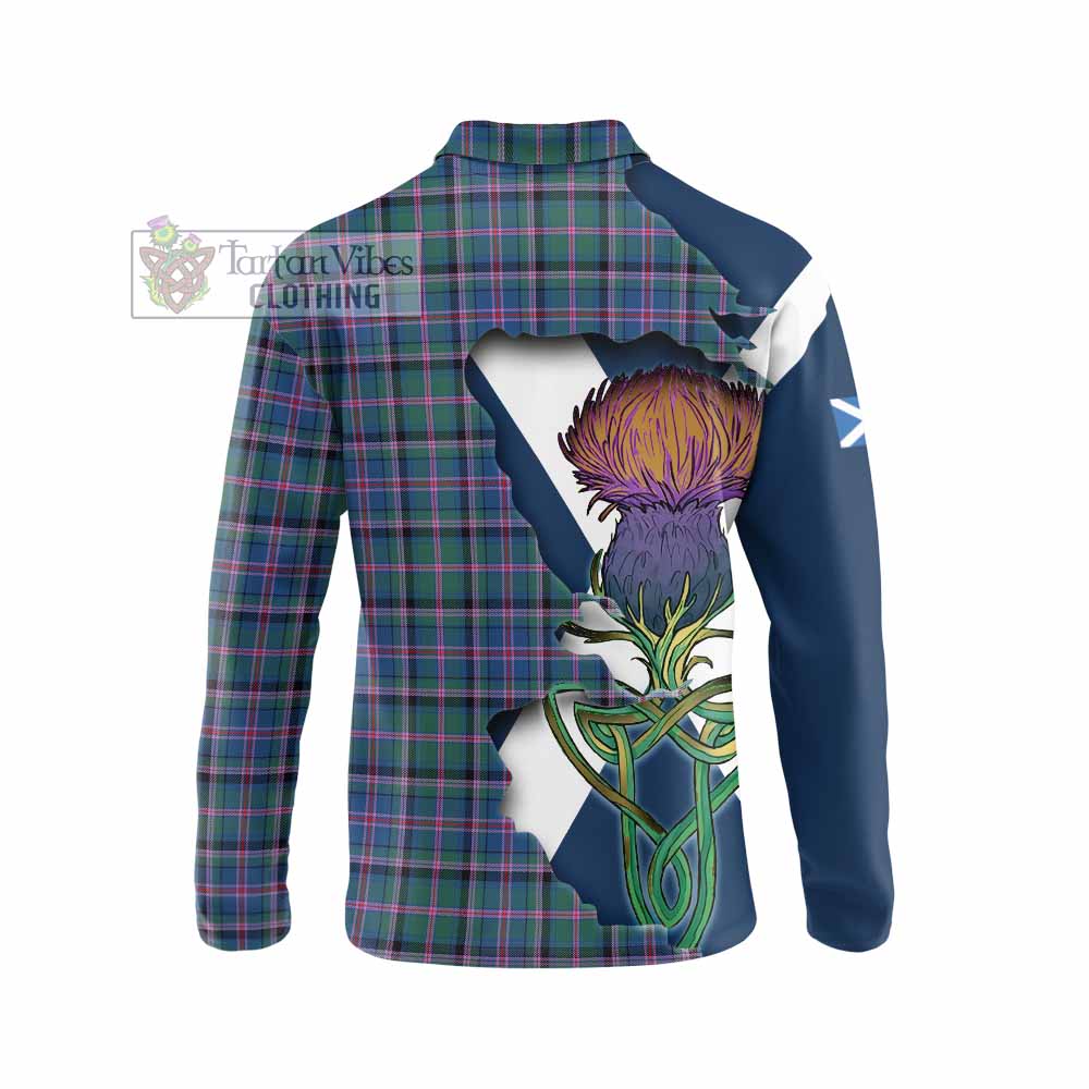 Tartan Vibes Clothing Cooper Tartan Family Crest Long Sleeve Polo Shirt Scottish Thistle Celtic Inspired