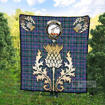 Tartan Vibes Clothing Cooper Tartan Quilt with Family Crest and Golden Thistle Style