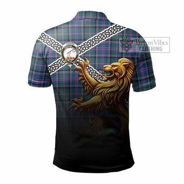 Cooper Crest Tartan Polo Shirt with Golden Lion Emblem Celtic Style