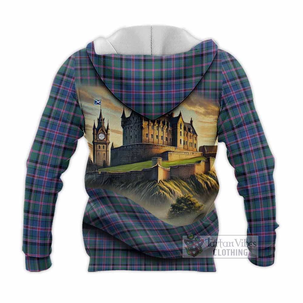 Tartan Vibes Clothing Cooper Tartan Family Crest Knitted Hoodie with Scottish Ancient Castle Style