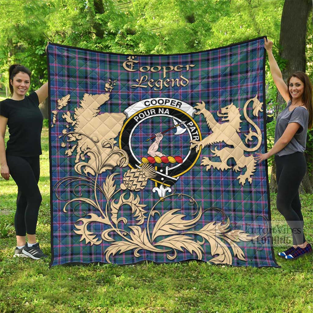 Tartan Vibes Clothing Cooper Tartan Quilt with Family Crest and Scottish Symbol Style