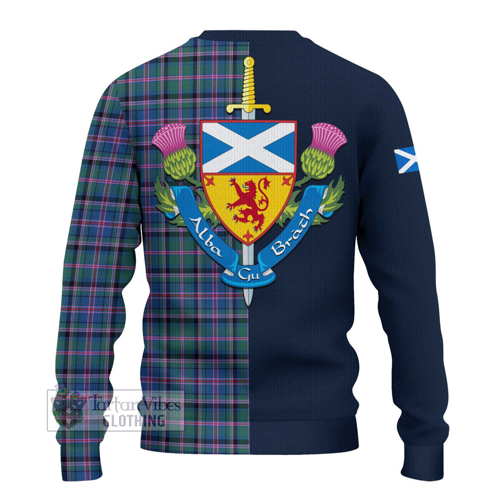 Tartan Vibes Clothing Cooper Tartan Knitted Sweater with Scottish Lion Royal Arm Half Style