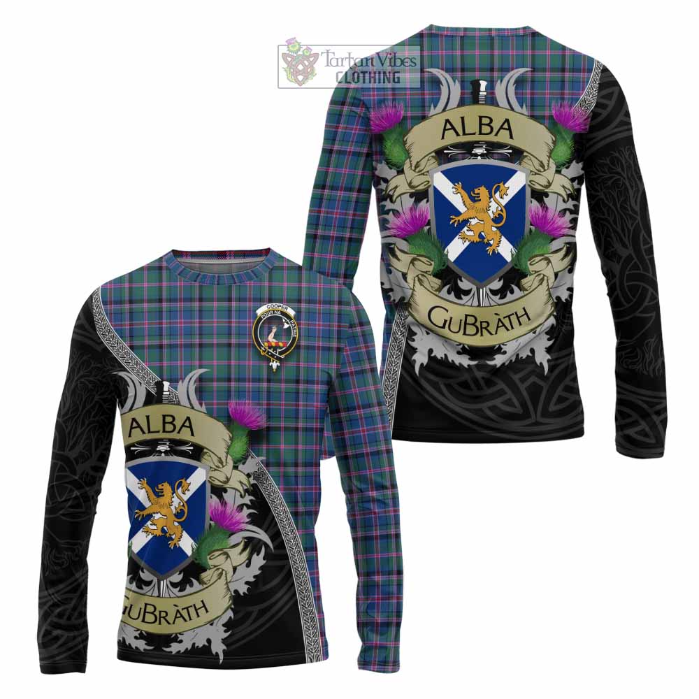 Tartan Vibes Clothing Cooper Tartan Family Crest Long Sleeve T-Shirt Lion Rampant Royal Thistle Shield Celtic Inspired