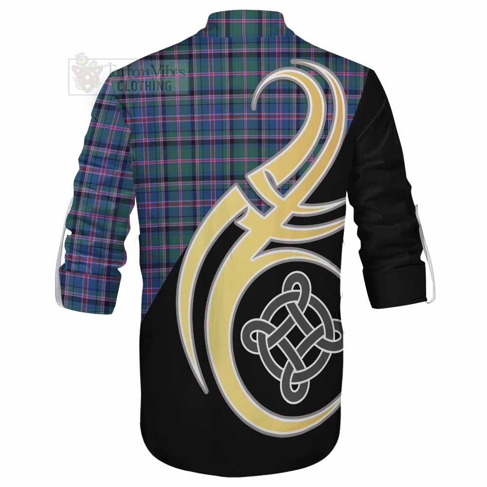 Tartan Vibes Clothing Cooper Tartan Ghillie Kilt Shirt with Family Crest and Celtic Symbol Style