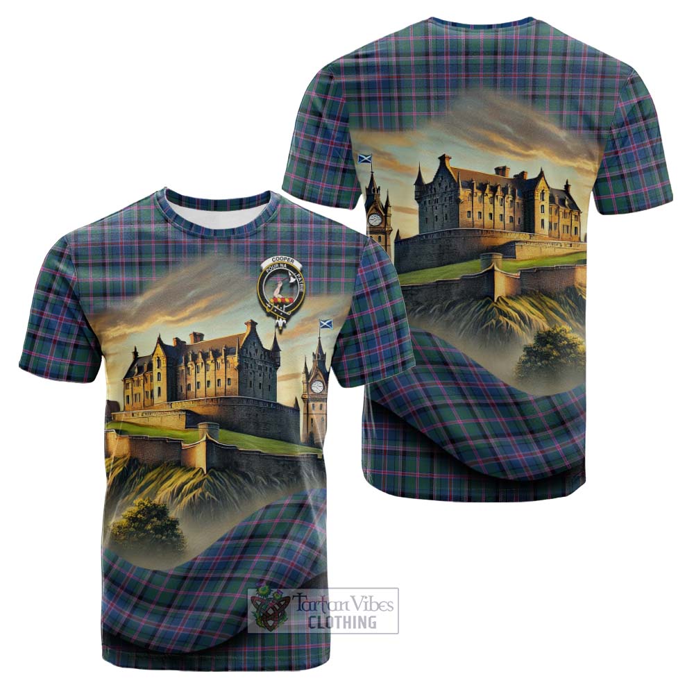 Tartan Vibes Clothing Cooper Tartan Family Crest Cotton T-shirt with Scottish Ancient Castle Style