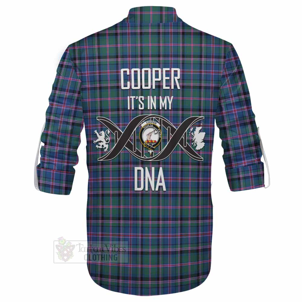 Tartan Vibes Clothing Cooper Tartan Ghillie Kilt Shirt with Family Crest DNA In Me Style