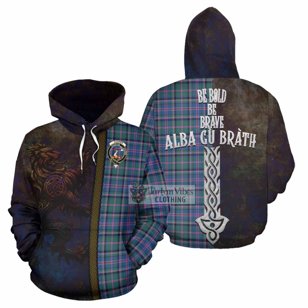 Tartan Vibes Clothing Cooper Tartan Family Crest Hoodie Alba Gu Brath Be Brave Lion Ancient Style