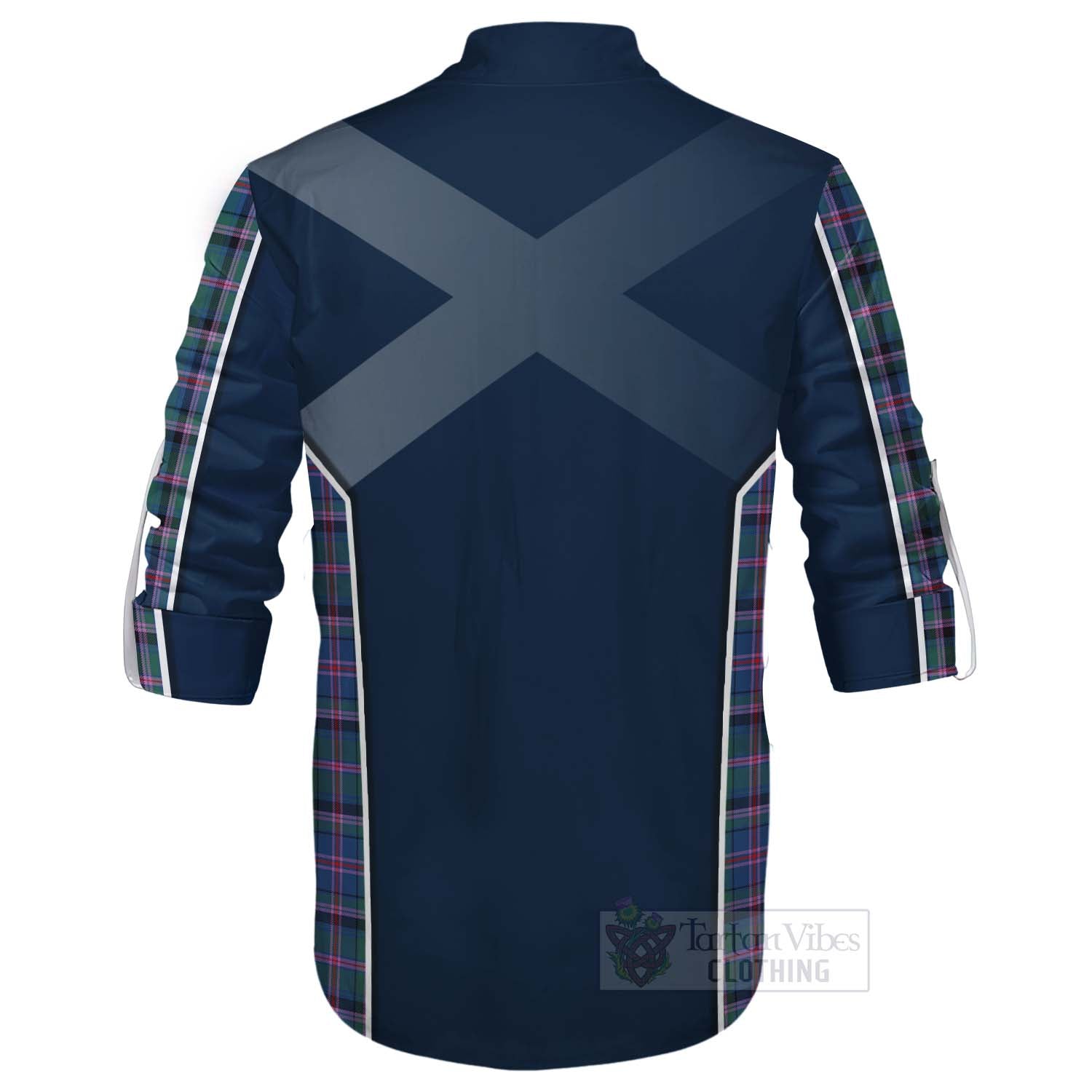 Tartan Vibes Clothing Cooper Tartan Ghillie Kilt Shirt with Family Crest and Scottish Thistle Vibes Sport Style