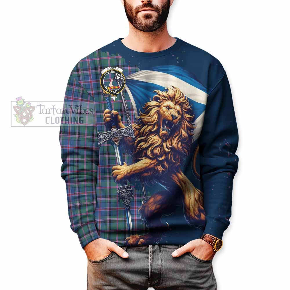 Tartan Vibes Clothing Cooper Tartan Family Crest Sweatshirt with Scottish Majestic Lion