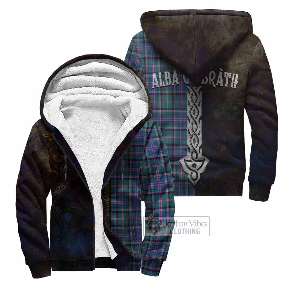 Tartan Vibes Clothing Cooper Tartan Family Crest Sherpa Hoodie Alba Gu Brath Be Brave Lion Ancient Style
