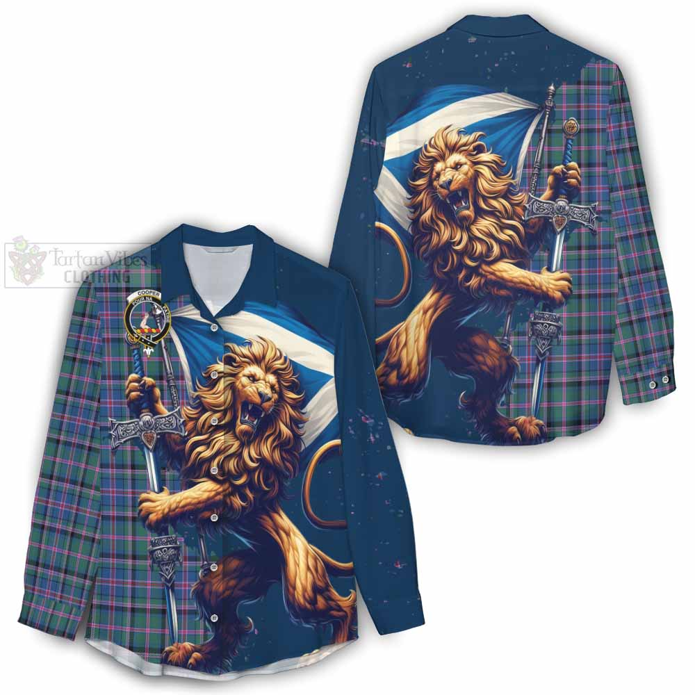 Tartan Vibes Clothing Cooper Tartan Family Crest Women's Casual Shirt with Scottish Majestic Lion