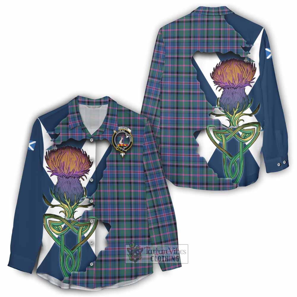 Tartan Vibes Clothing Cooper Tartan Family Crest Women's Casual Shirt Scottish Thistle Celtic Inspired