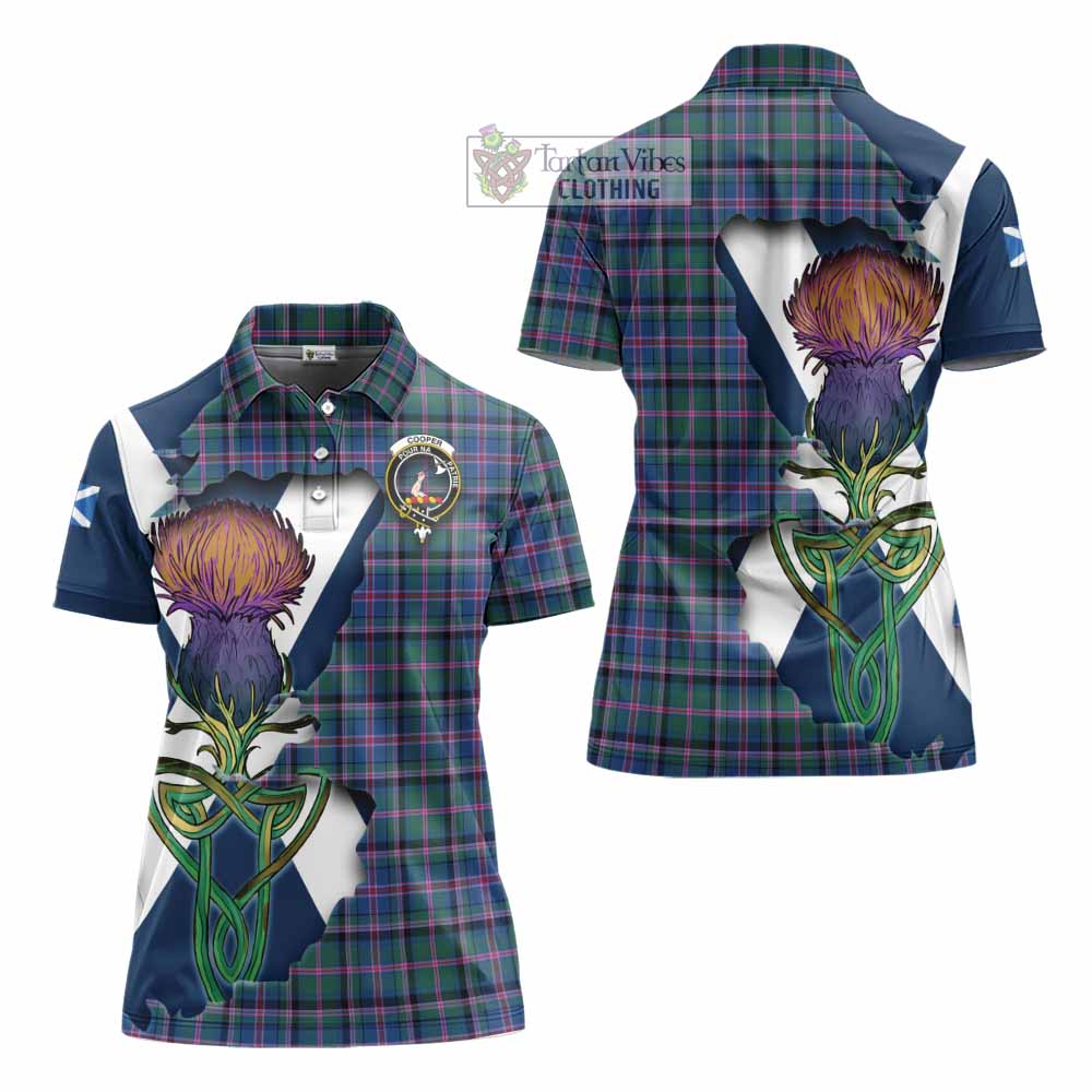 Tartan Vibes Clothing Cooper Tartan Family Crest Women's Polo Shirt Scottish Thistle Celtic Inspired