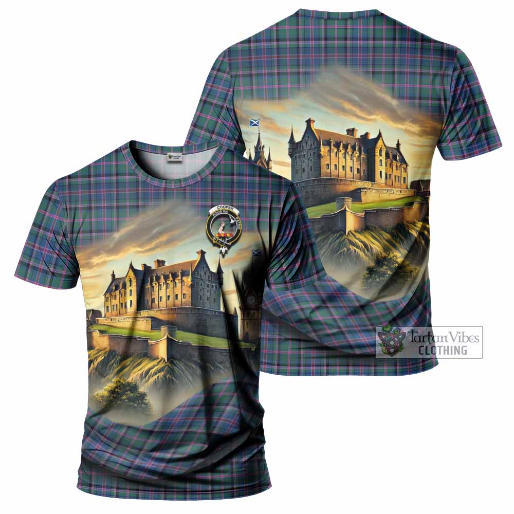 Tartan Vibes Clothing Cooper Tartan Family Crest T-Shirt with Scottish Ancient Castle Stype