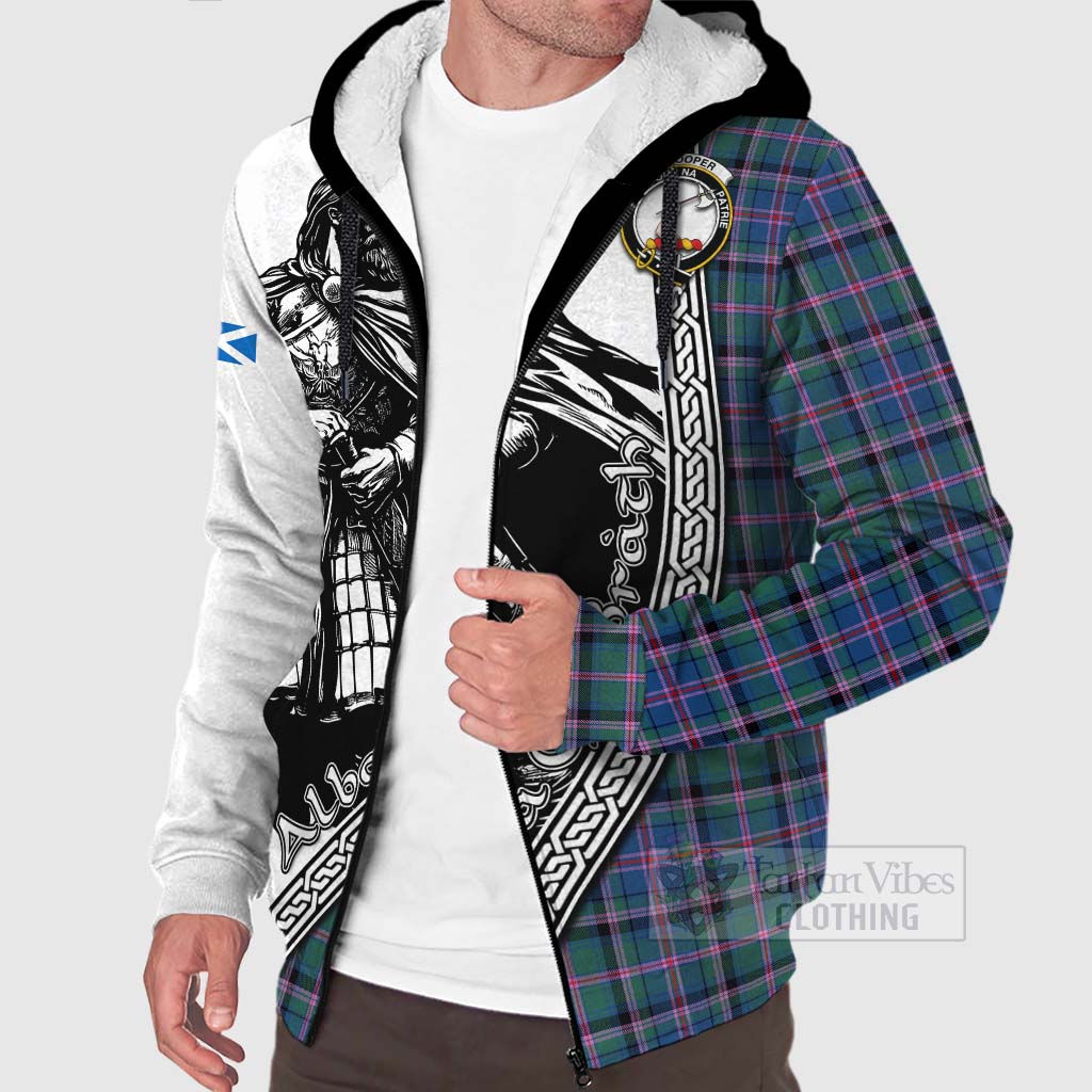 Tartan Vibes Clothing Cooper Tartan Clan Crest Sherpa Hoodie with Highlander Warrior Celtic Style