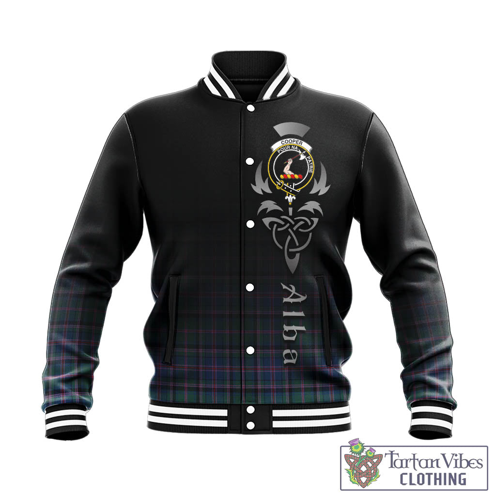 Tartan Vibes Clothing Cooper Tartan Baseball Jacket Featuring Alba Gu Brath Family Crest Celtic Inspired