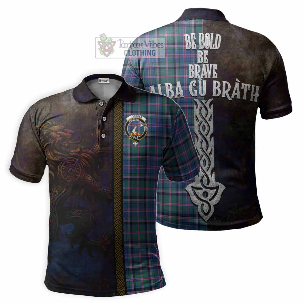 Tartan Vibes Clothing Cooper Tartan Family Crest Polo Shirt Alba Gu Brath Be Brave Lion Ancient Style