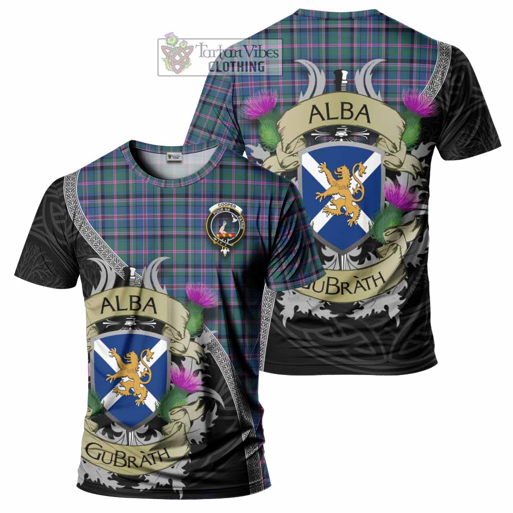 Tartan Vibes Clothing Cooper Tartan Family Crest T-Shirt Lion Rampant Royal Thistle Shield Celtic Inspired