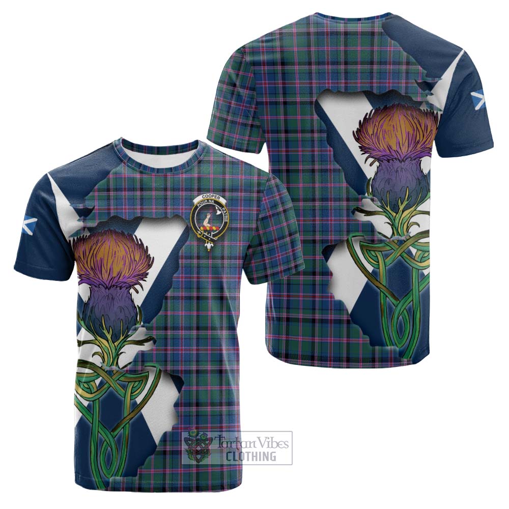 Tartan Vibes Clothing Cooper Tartan Family Crest Cotton T-shirt Scottish Thistle Celtic Inspired