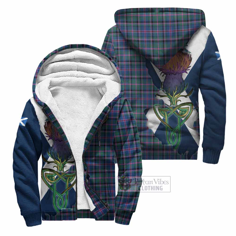 Tartan Vibes Clothing Cooper Tartan Family Crest Sherpa Hoodie Scottish Thistle Celtic Inspired