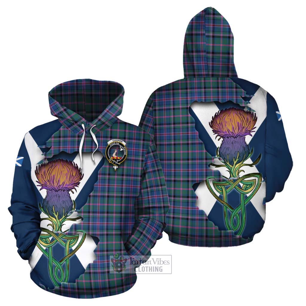 Tartan Vibes Clothing Cooper Tartan Family Crest Cotton Hoodie Scottish Thistle Celtic Inspired