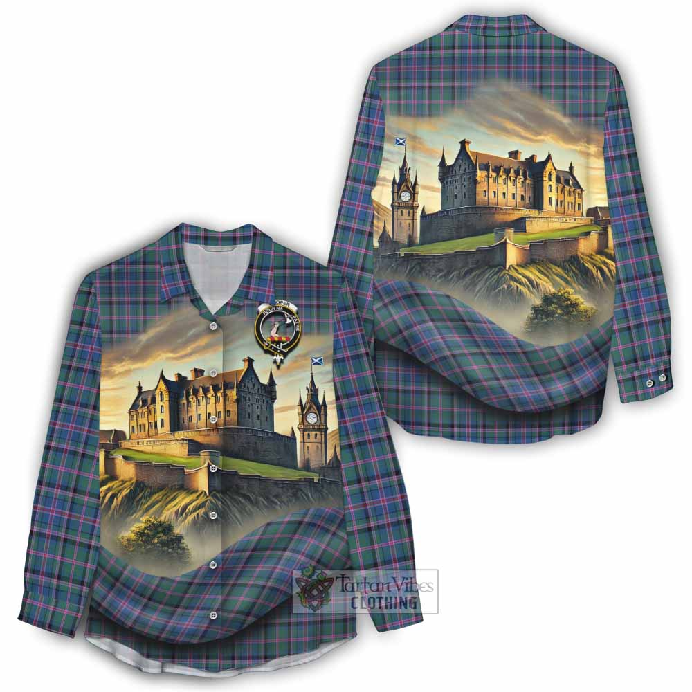 Tartan Vibes Clothing Cooper Tartan Family Crest Women's Casual Shirt with Scottish Ancient Castle Style