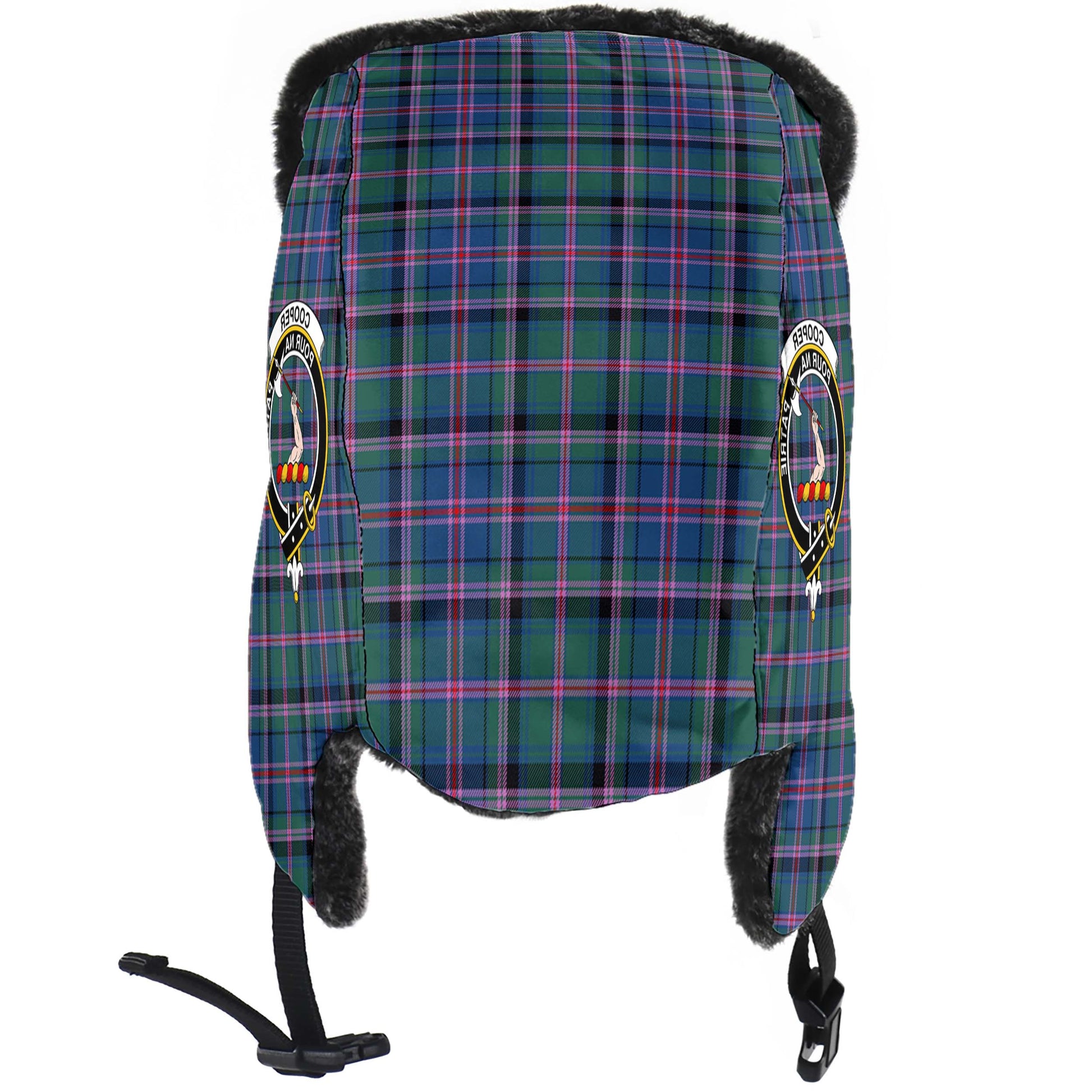 Cooper Tartan Winter Trapper Hat with Family Crest - Tartanvibesclothing