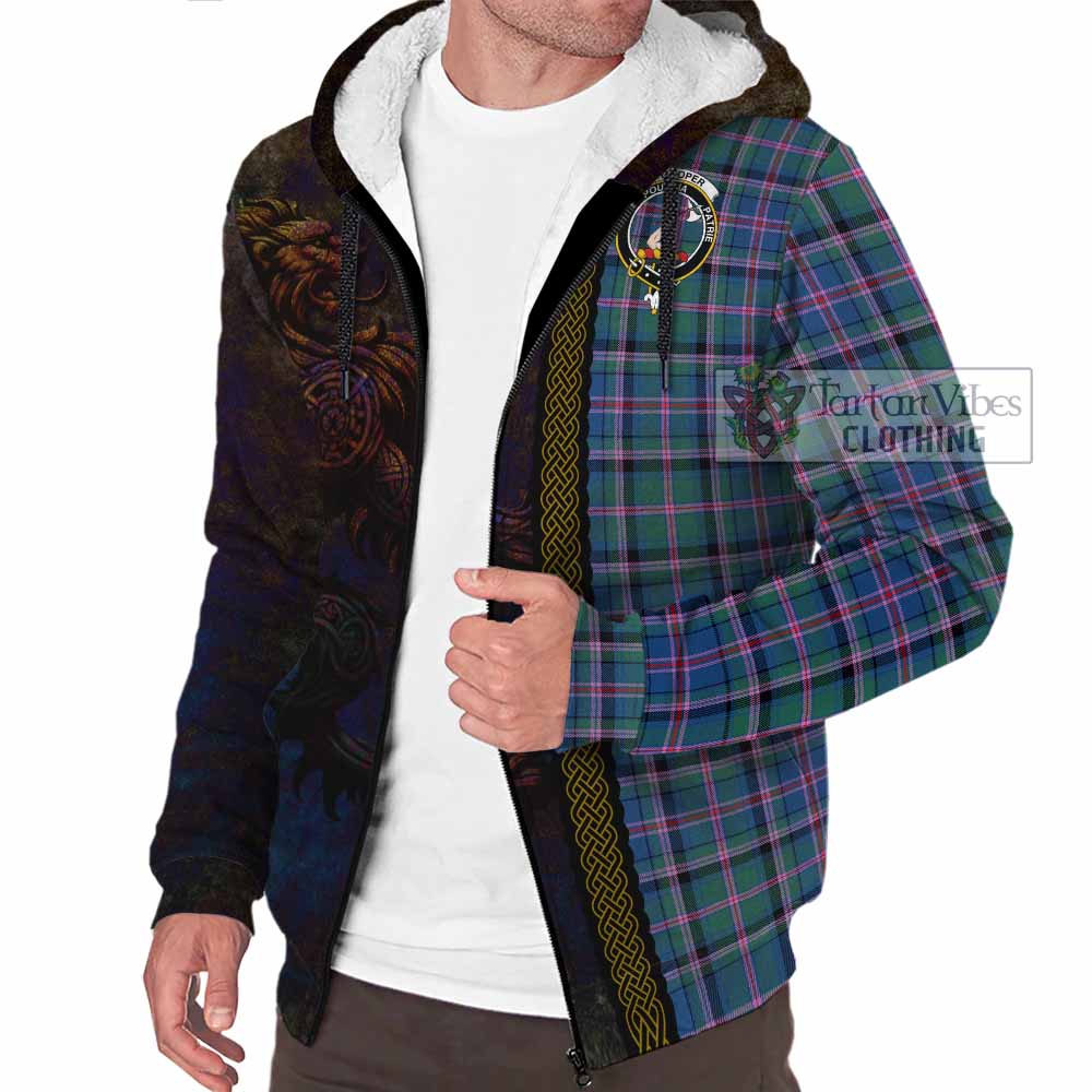 Tartan Vibes Clothing Cooper Tartan Family Crest Sherpa Hoodie Alba Gu Brath Be Brave Lion Ancient Style
