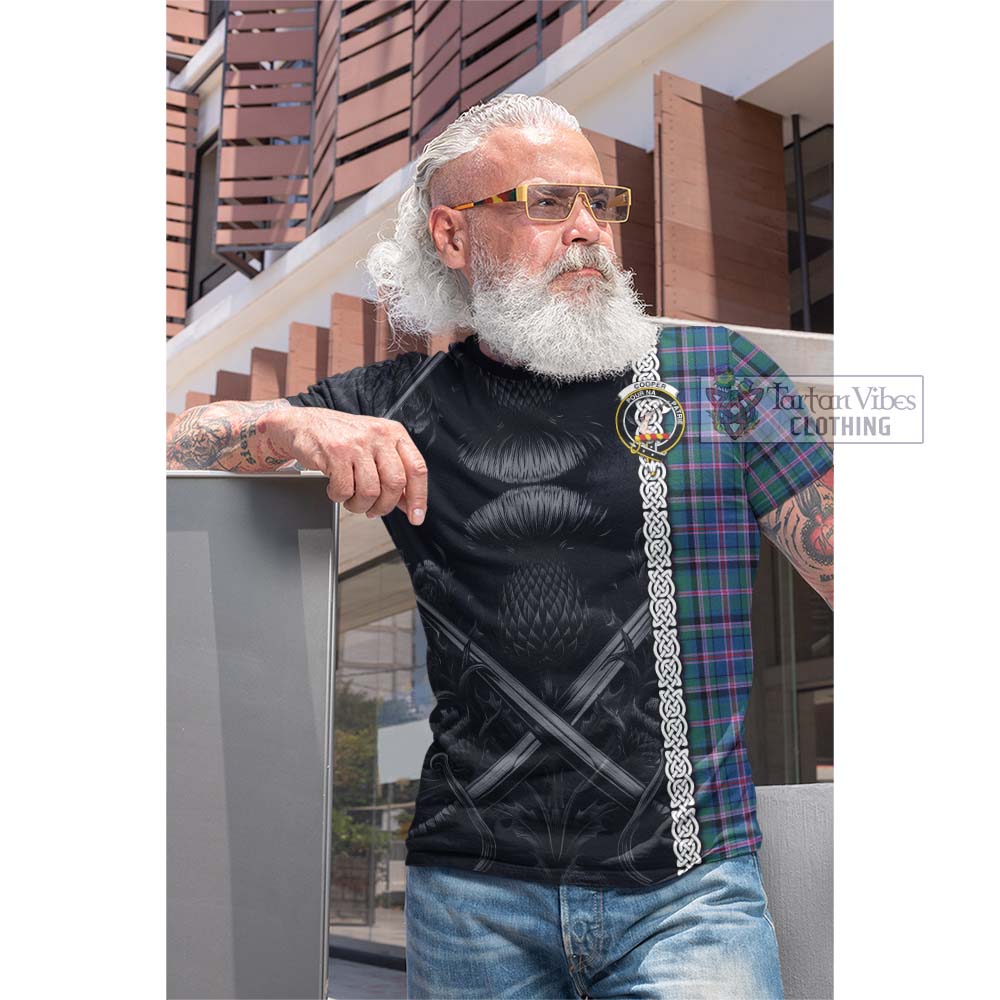 Tartan Vibes Clothing Cooper Tartan Cotton T-shirt with Family Crest Cross Sword Thistle Celtic Vibes