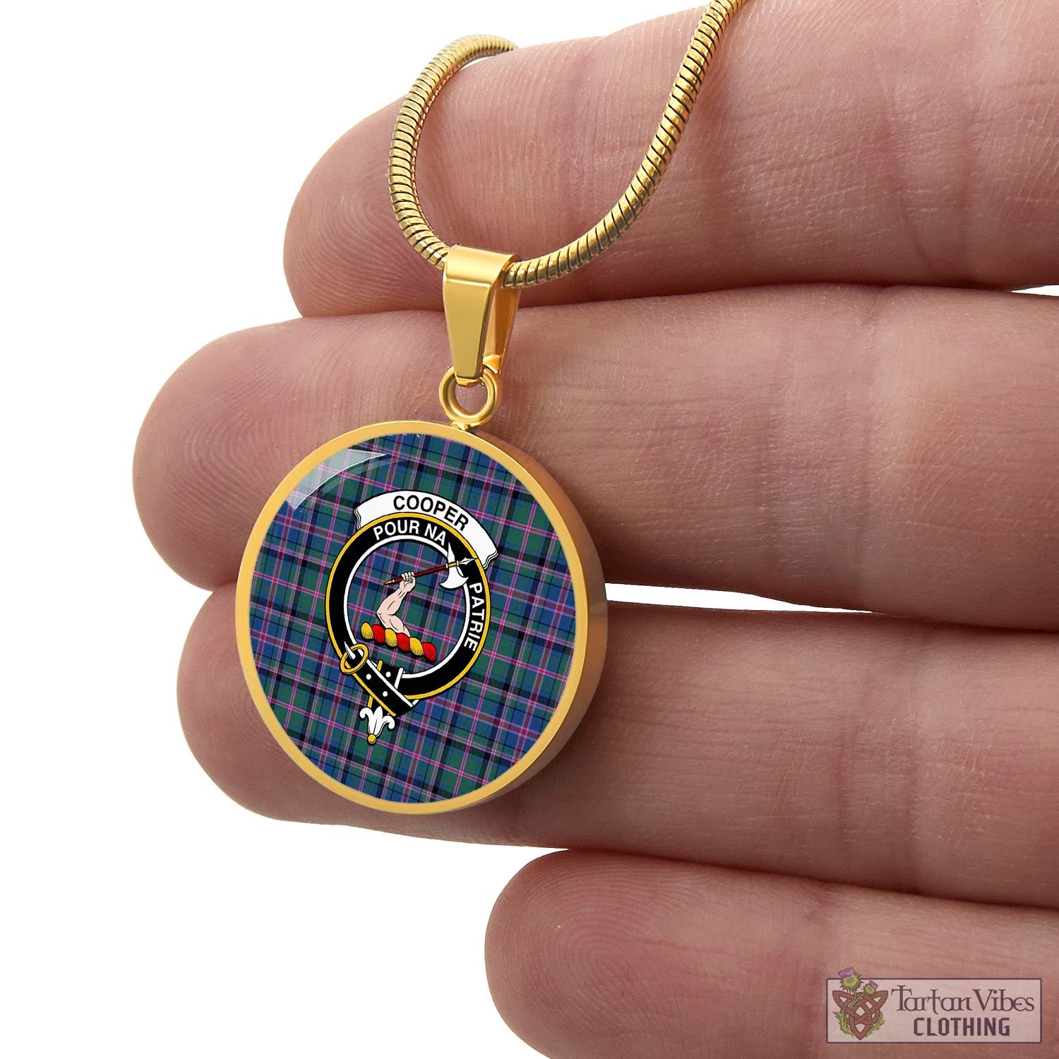 Tartan Vibes Clothing Cooper Tartan Circle Necklace with Family Crest