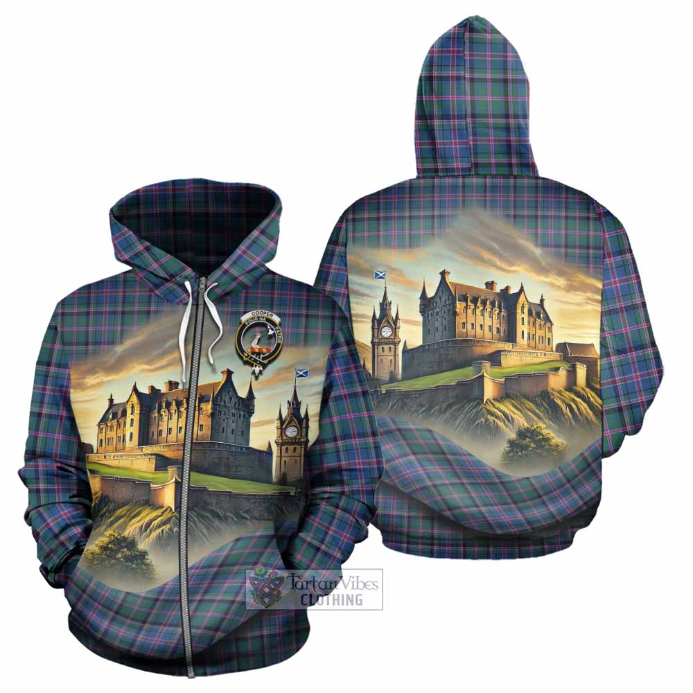 Tartan Vibes Clothing Cooper Tartan Family Crest Hoodie with Scottish Ancient Castle Style