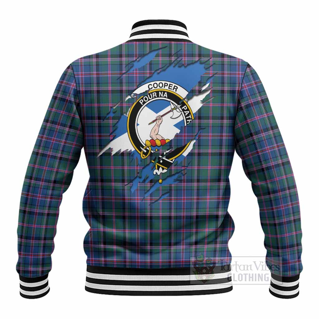 Cooper Clan Crest In Me Tartan Baseball Jacket Scotland Flag Style