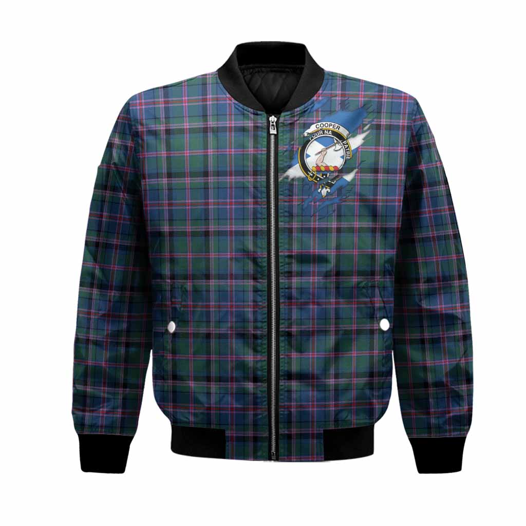 Cooper Clan Crest In Me Tartan Bomber Jacket Scotland Flag Style