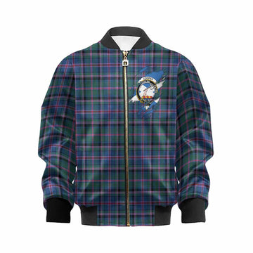 Cooper Clan Crest In Me Tartan Kid Bomber Jacket Scotland Flag Style