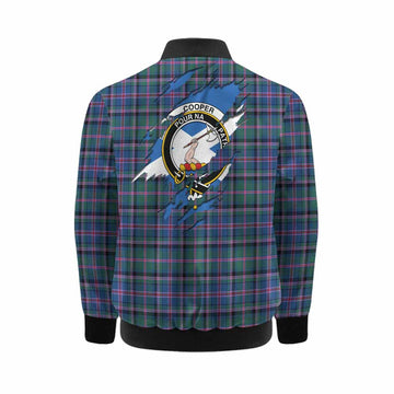 Cooper Clan Crest In Me Tartan Kid Bomber Jacket Scotland Flag Style