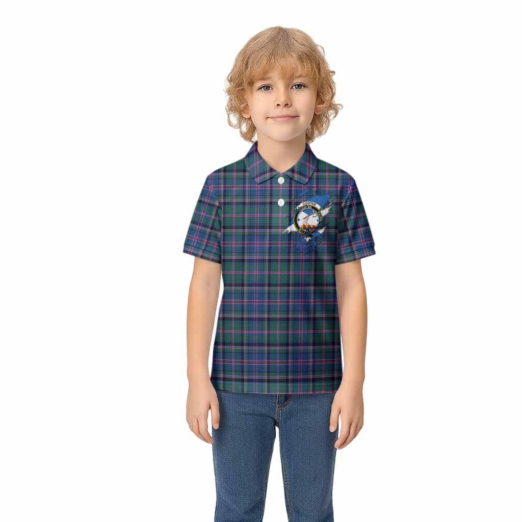 Cooper Clan Crest In Me Tartan Kid Polo Shirt Scotland Flag Style