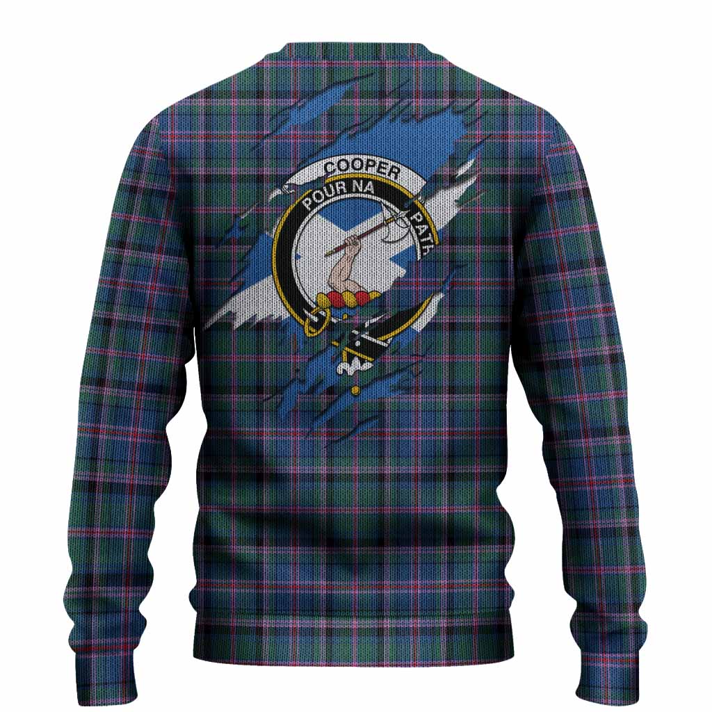 Cooper Clan Crest In Me Tartan Knitted Sweater Scotland Flag Style