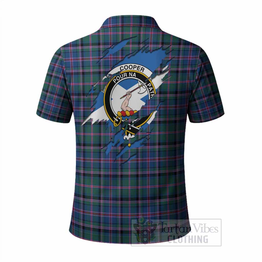 Cooper Clan Crest In Me Tartan Polo Shirt Scotland Flag Style