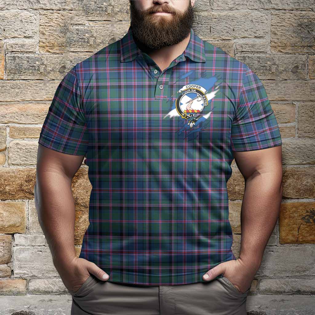 Cooper Clan Crest In Me Tartan Polo Shirt Scotland Flag Style
