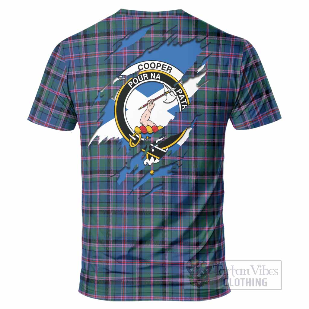 Cooper Clan Crest In Me Tartan T-Shirt Scotland Flag Style