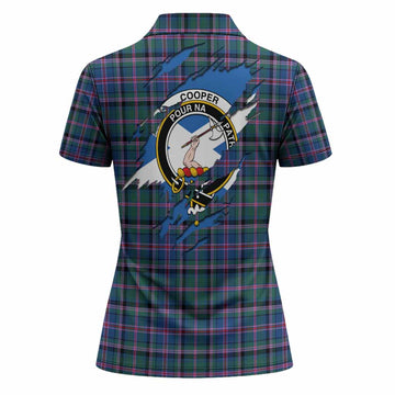 Cooper Clan Crest In Me Tartan Women Polo Shirt Scotland Flag Style