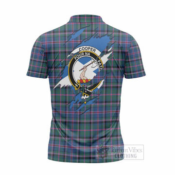 Cooper Clan Crest In Me Tartan Zipper Polo Shirt Scotland Flag Style