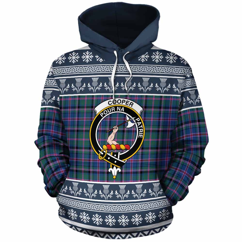 Cooper Clan Tartan Christmas Cotton Hoodie with Family Crest - Tartan Vibes Clothing