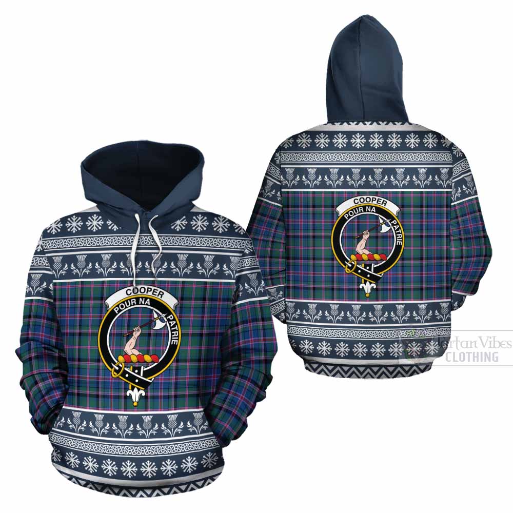 Cooper Clan Tartan Christmas Cotton Hoodie with Family Crest - Tartan Vibes Clothing