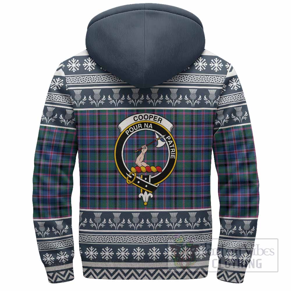 Cooper Clan Tartan Christmas Fleece Hoodie with Family Crest - Tartan Vibes Clothing