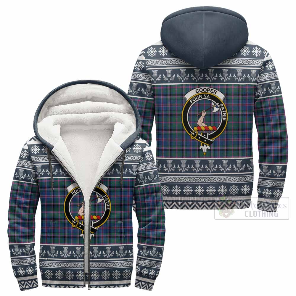 Cooper Clan Tartan Christmas Fleece Hoodie with Family Crest - Tartan Vibes Clothing