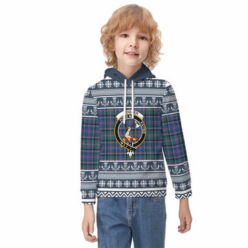 Cooper Clan Tartan Christmas Kid Hoodie with Family Crest