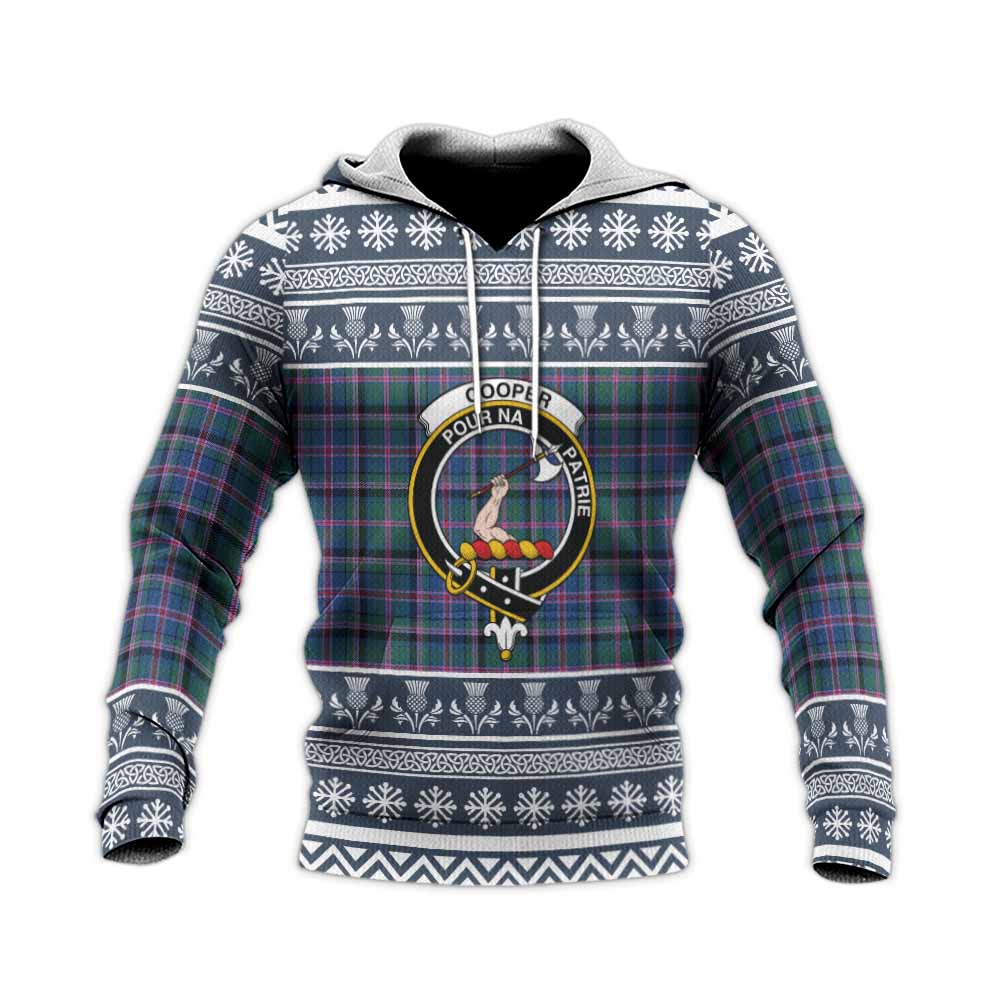 Cooper Clan Tartan Christmas Knitted Hoodie with Family Crest - Tartan Vibes Clothing