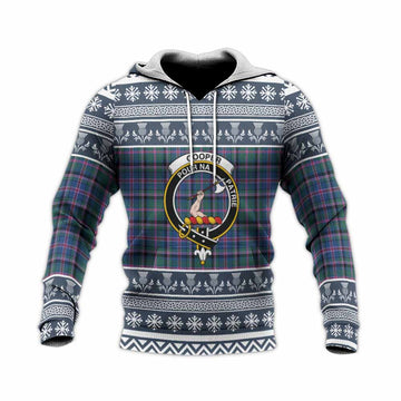 Cooper Clan Tartan Christmas Knitted Hoodie with Family Crest