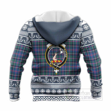 Cooper Clan Tartan Christmas Knitted Hoodie with Family Crest